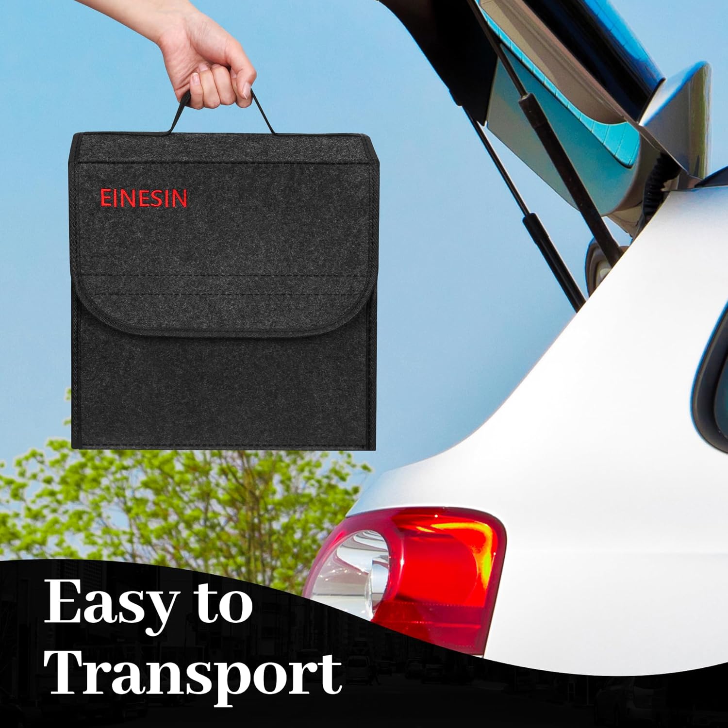 Borsa Portaoggetti Auto da Baule in Feltro, Organizer Bagagliaio per Attrezzi & Cura, Organizer per Auto, Borsa con Chiusura, shopping e accessori auto