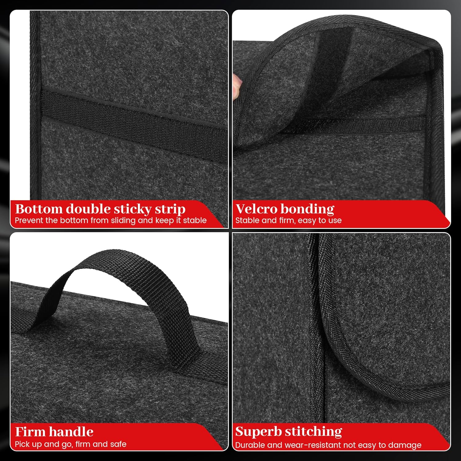 Borsa Portaoggetti Auto da Baule in Feltro, Organizer Bagagliaio per Attrezzi & Cura, Organizer per Auto, Borsa con Chiusura, shopping e accessori auto